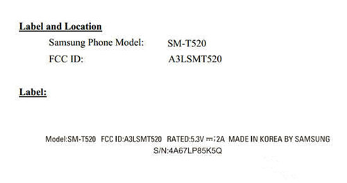 三星SM-T520平板电脑现身FCC数据库