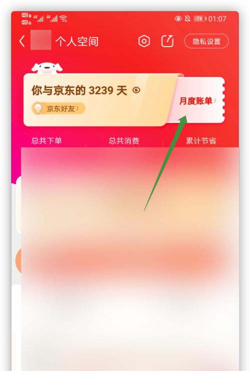 京东如何查看月度账单?