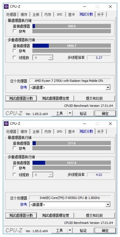 轻薄本之光 Ryzen7 2700U和i7-8550U对比详细分析