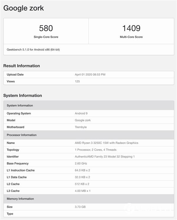 AMD銳龍3 3250C曝光：雙核15W TDP、運(yùn)行Android 9系統(tǒng)