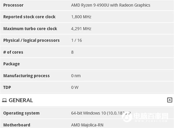 銳龍9 4900U曝光：8核16線程的頂級(jí)筆記本處理器